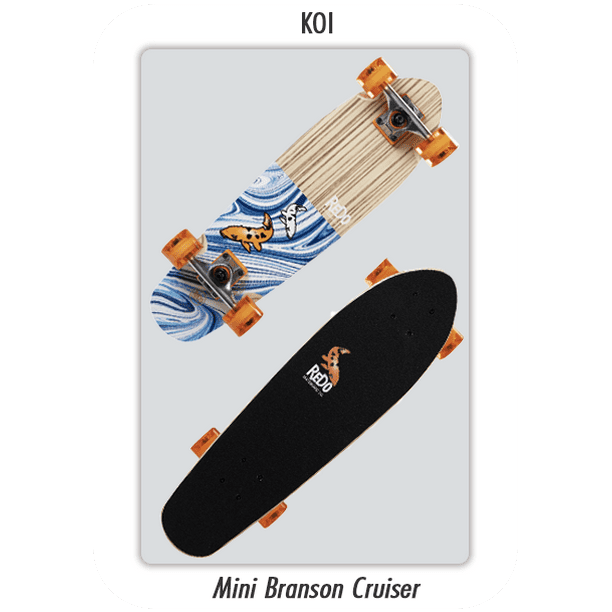 ReDo Skateboard 26 x 7.25 Mini Branson Koi Cruiser Complete Skateboard for Boys Girls Kids Teens